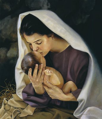 Maria kysser Jesusbarnet